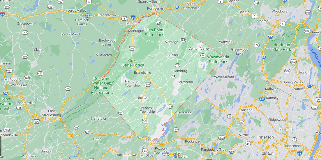 What towns make up Sussex County NJ