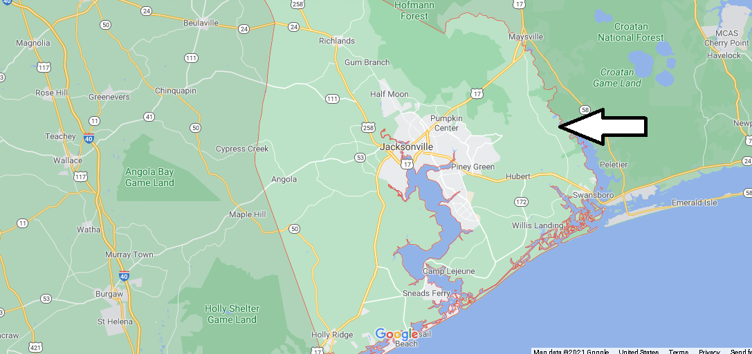 What cities are in Onslow County
