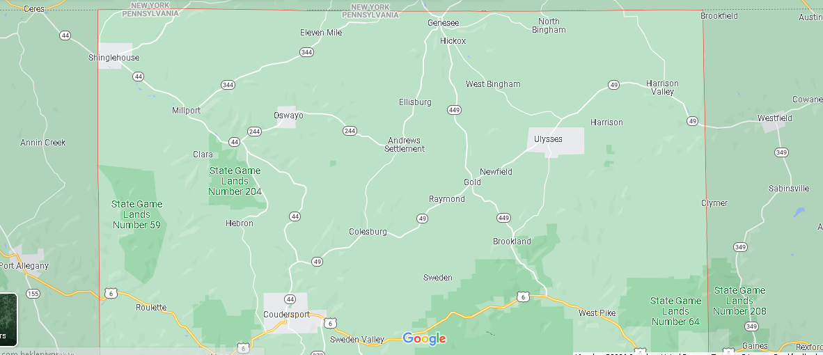 What Cities are in Potter County