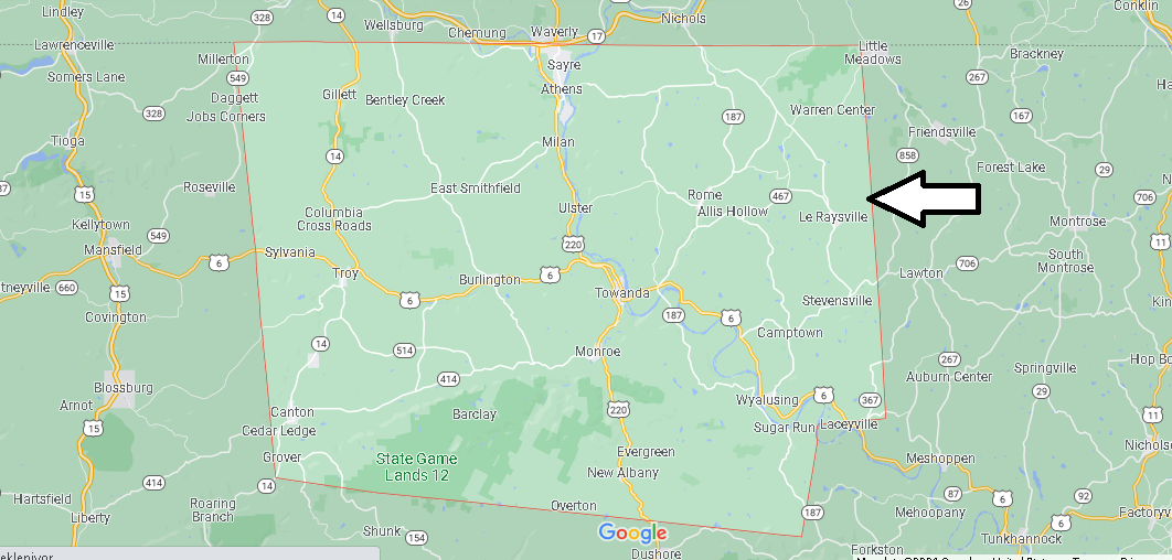 What cities are in Bradford County