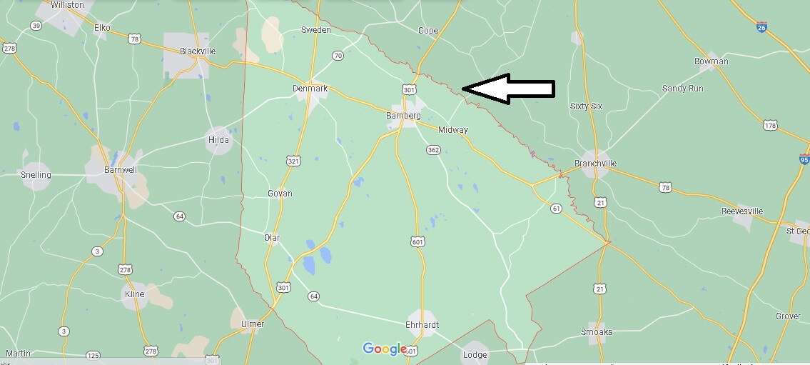 Bamberg County Map