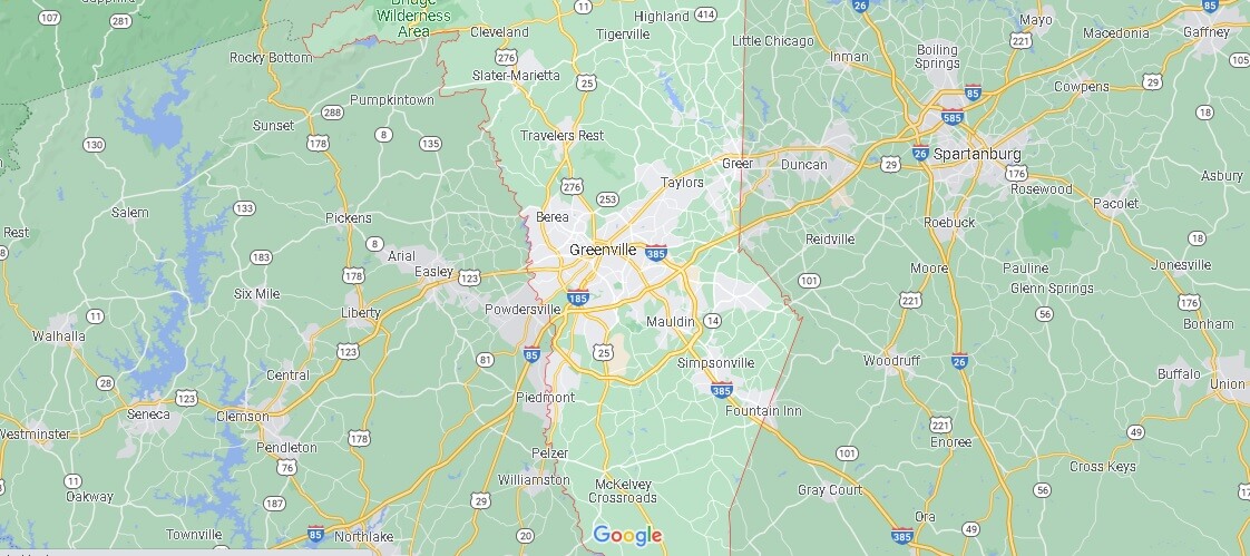 What Cities are in Greenville County