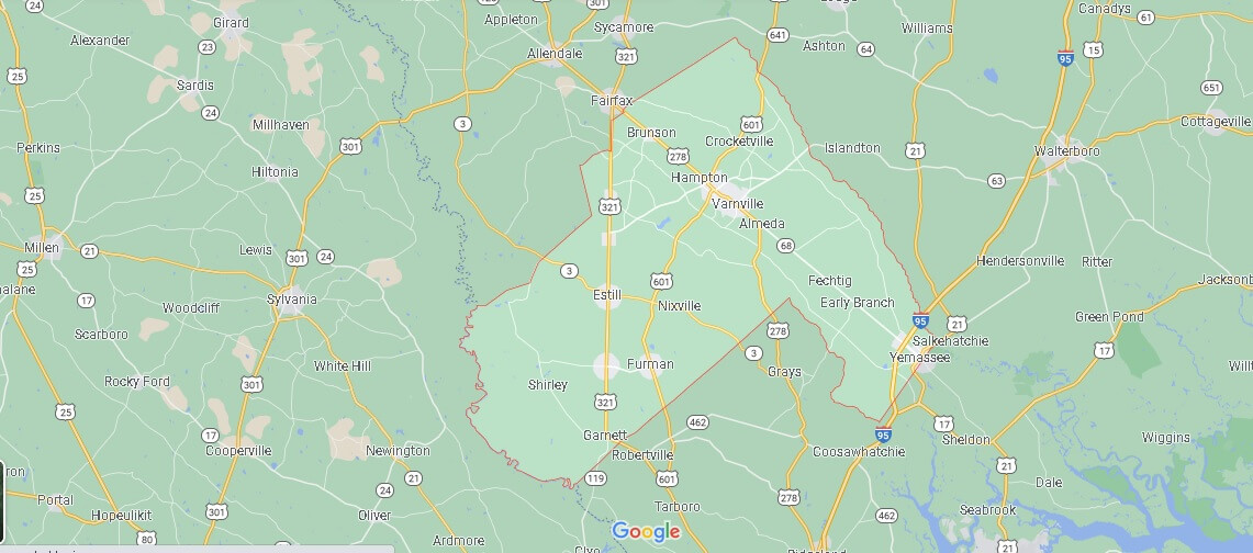 What Cities are in Hampton County