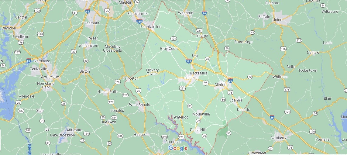 What Cities are in Laurens County