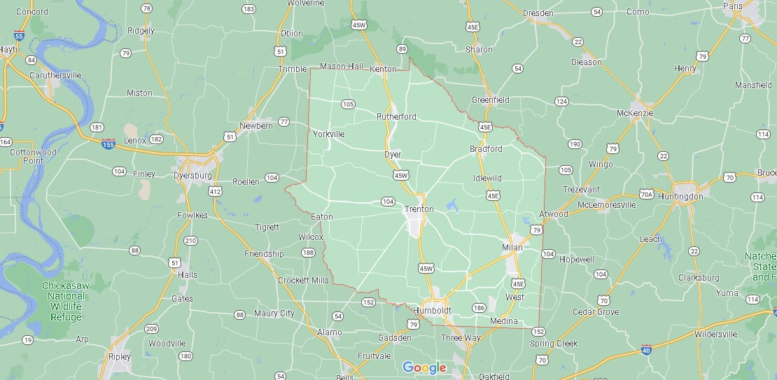 What Cities are in Gibson County