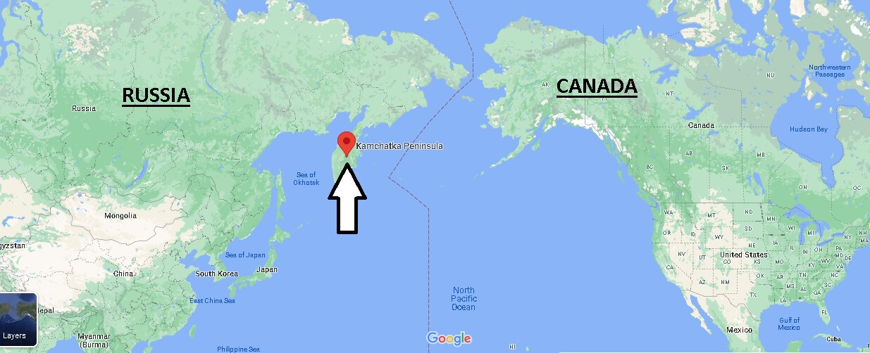 Where is the Kamchatka Peninsula located on a world map