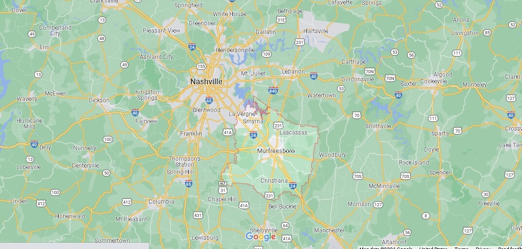 Rutherford County Map