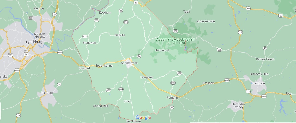 What Cities are in Appomattox County