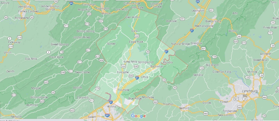 What Cities are in Botetourt County