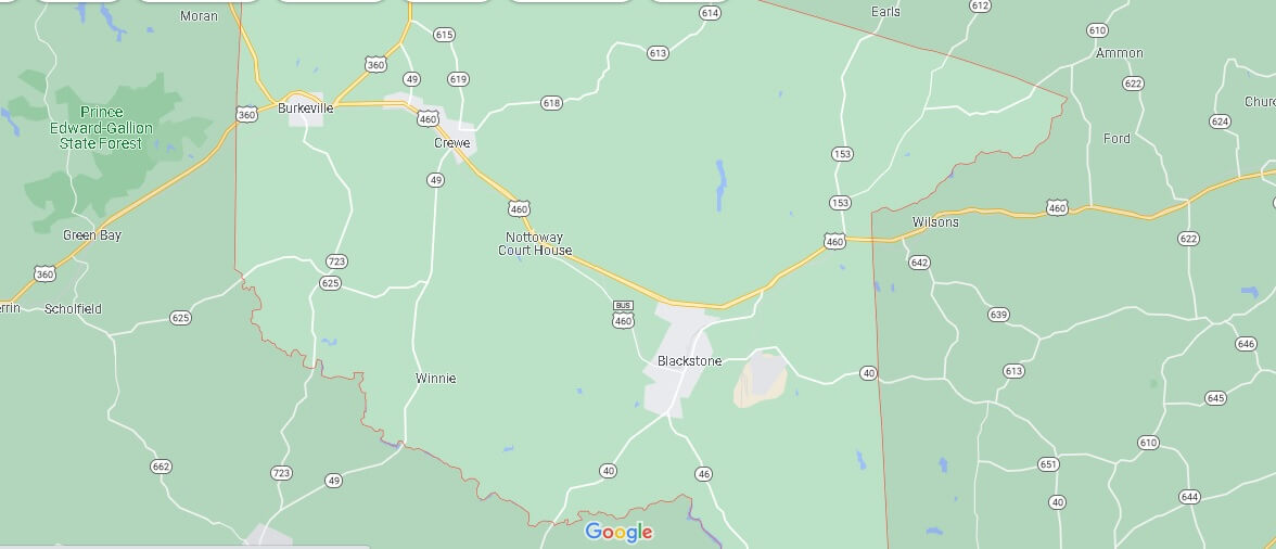 What Cities are in Nottoway County