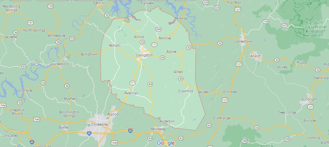 What Cities are in Overton County