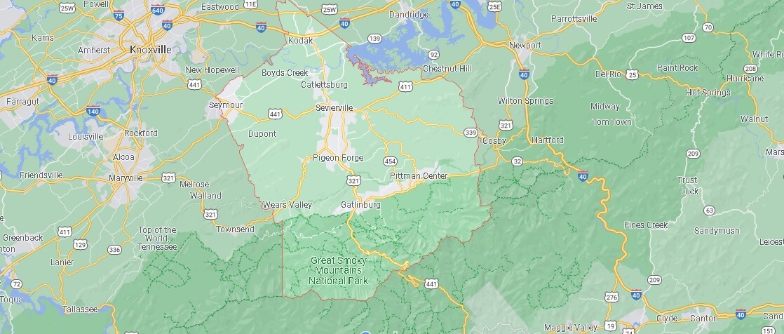 What Cities are in Sevier County