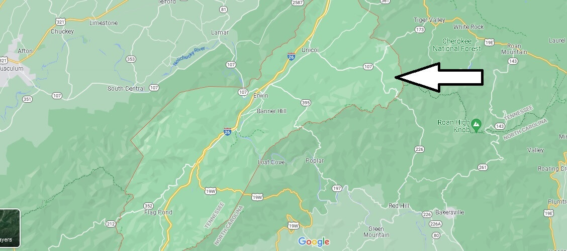 What Cities are in Unicoi County
