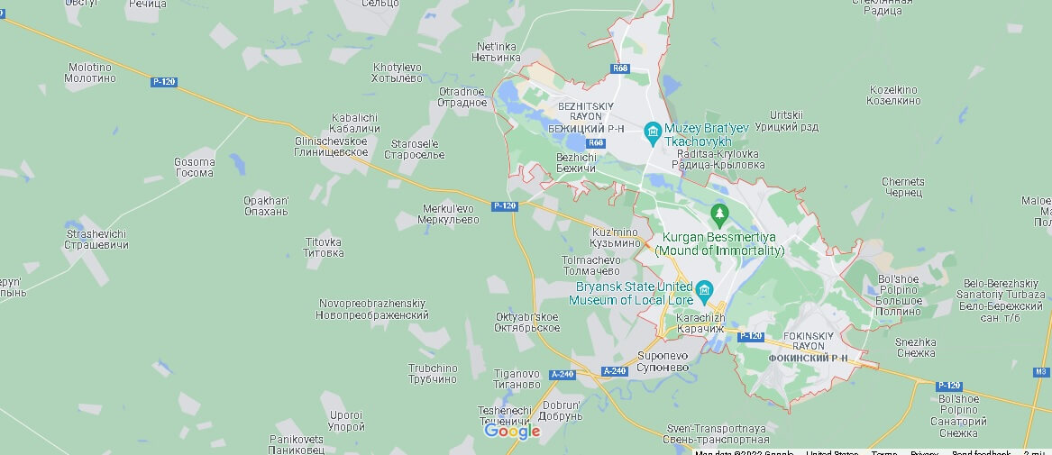 Map of Bryansk