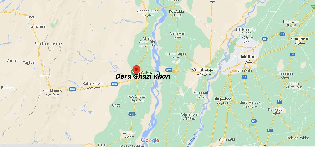 Map of Dera Ghazi Khan