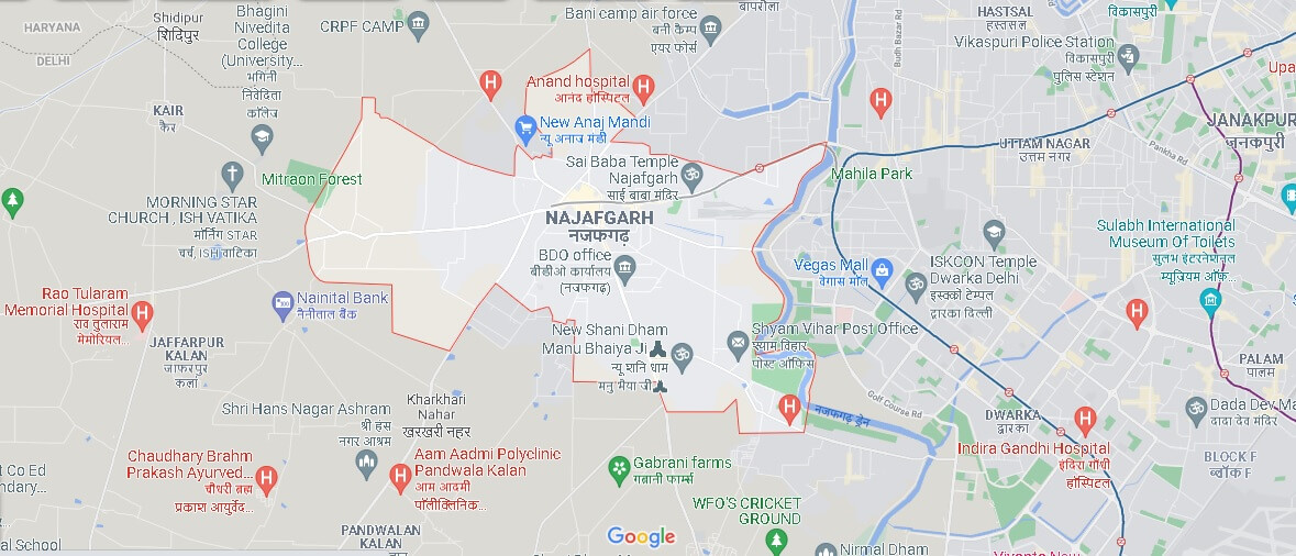 Map of Najafgarh