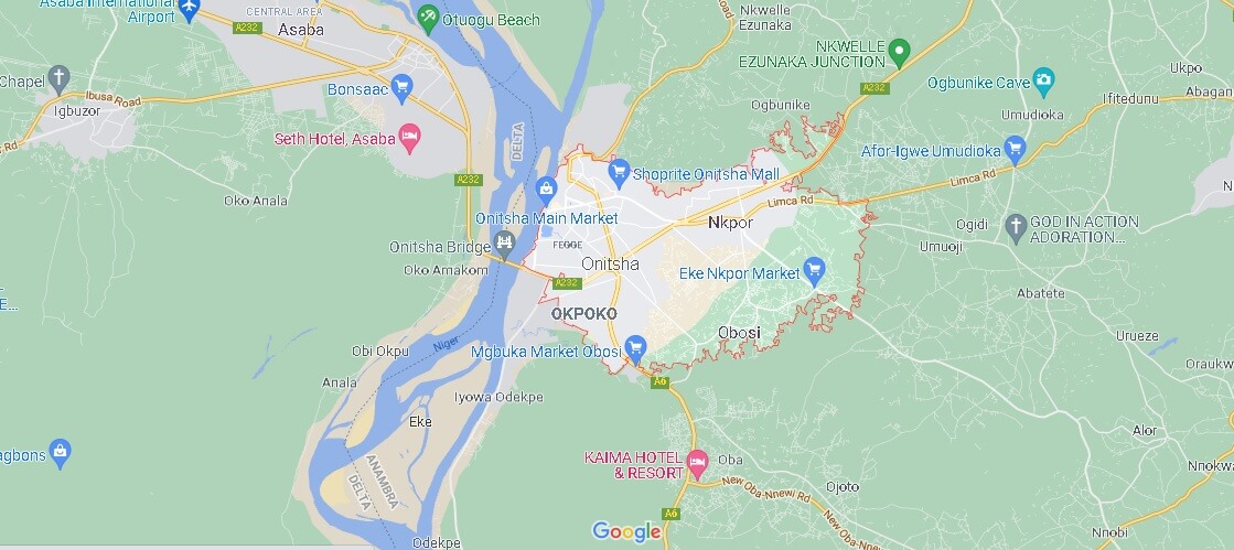 Map of Onitsha
