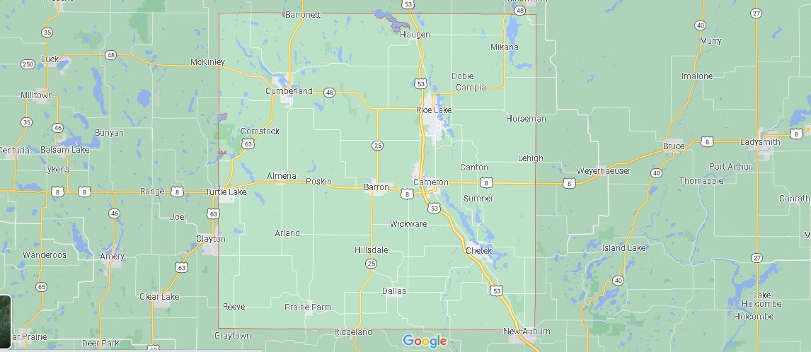 What Cities are in Barron County
