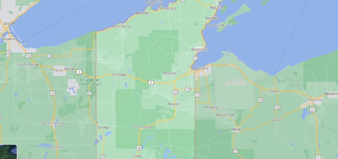 What Cities are in Bayfield County