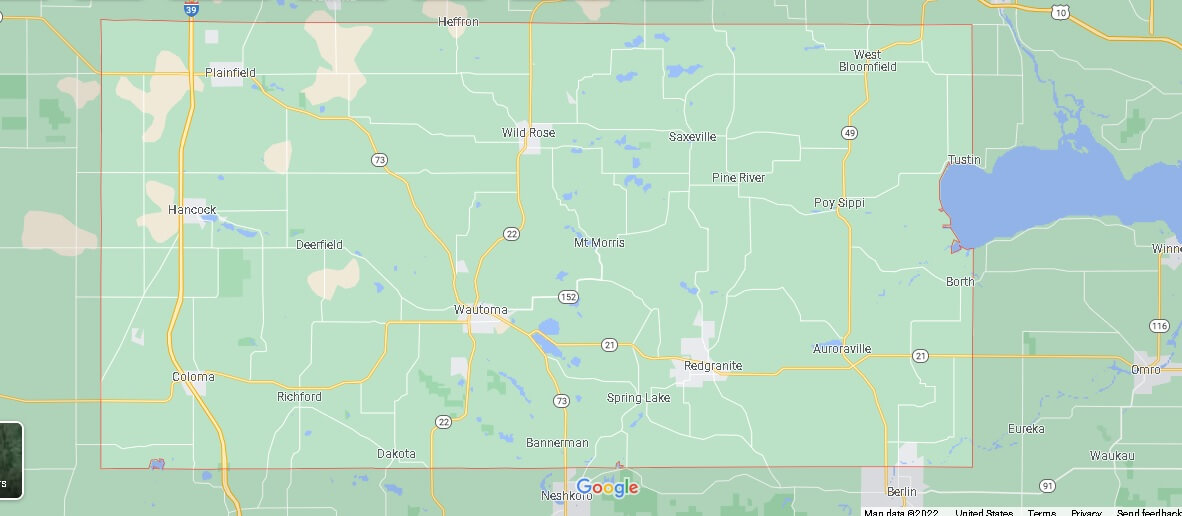 What Cities are in Waushara County