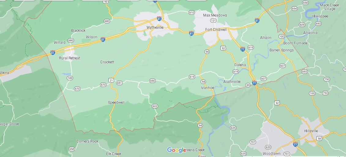 What Cities are in Wythe County