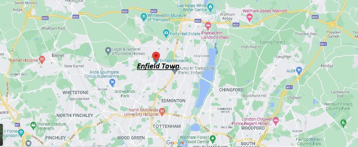 Map of Enfield Town