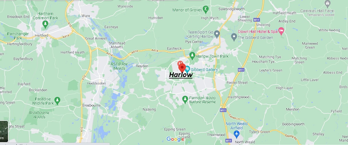 Map of Harlow