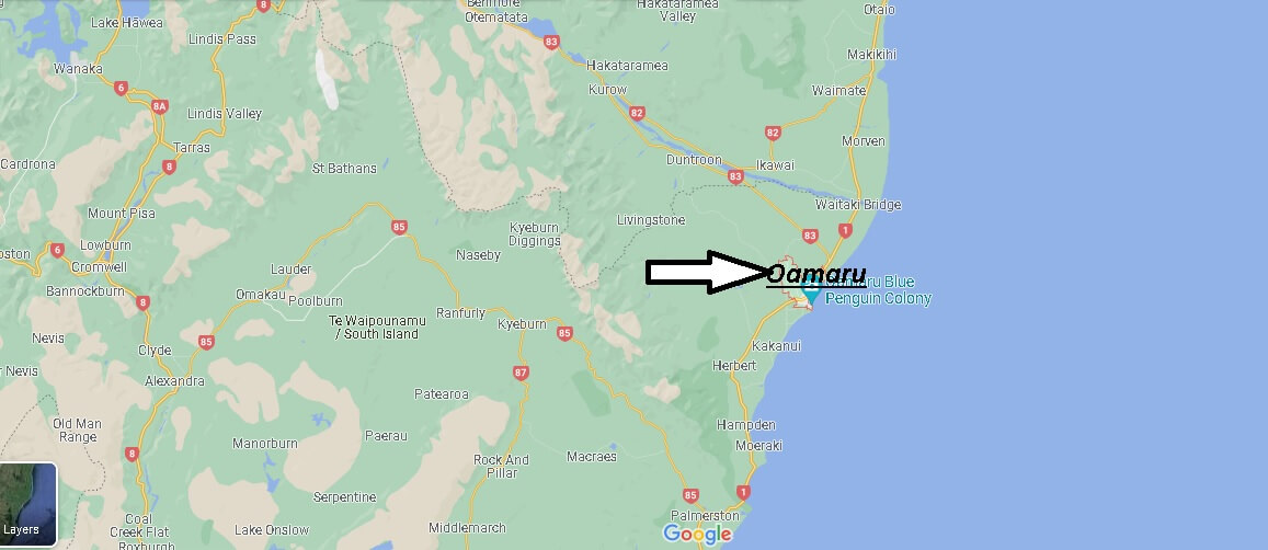 Map of Oamaru