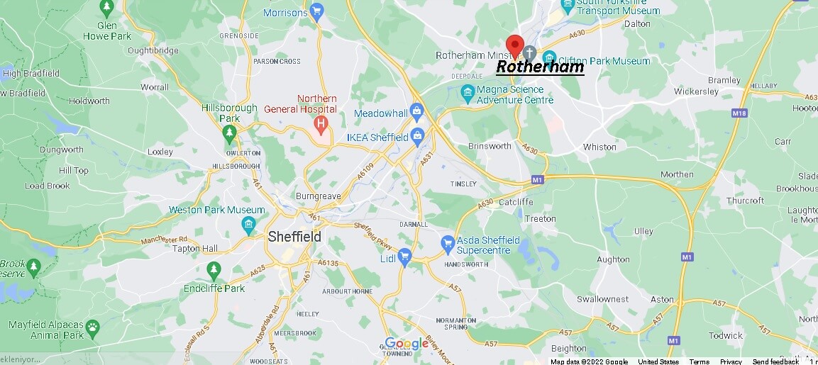 Map of Rotherham