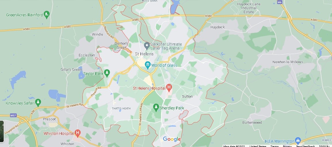 Map of St Helens