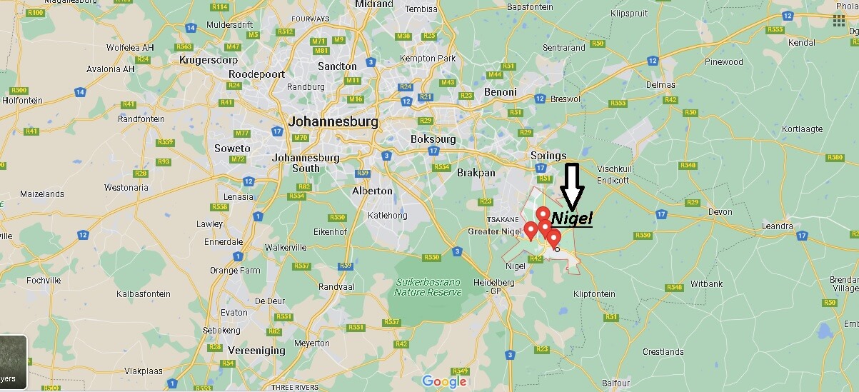 Where is Nigel South Africa? Map of Nigel
