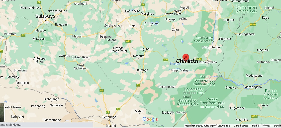 Which region is Chiredzi in Zimbabwe