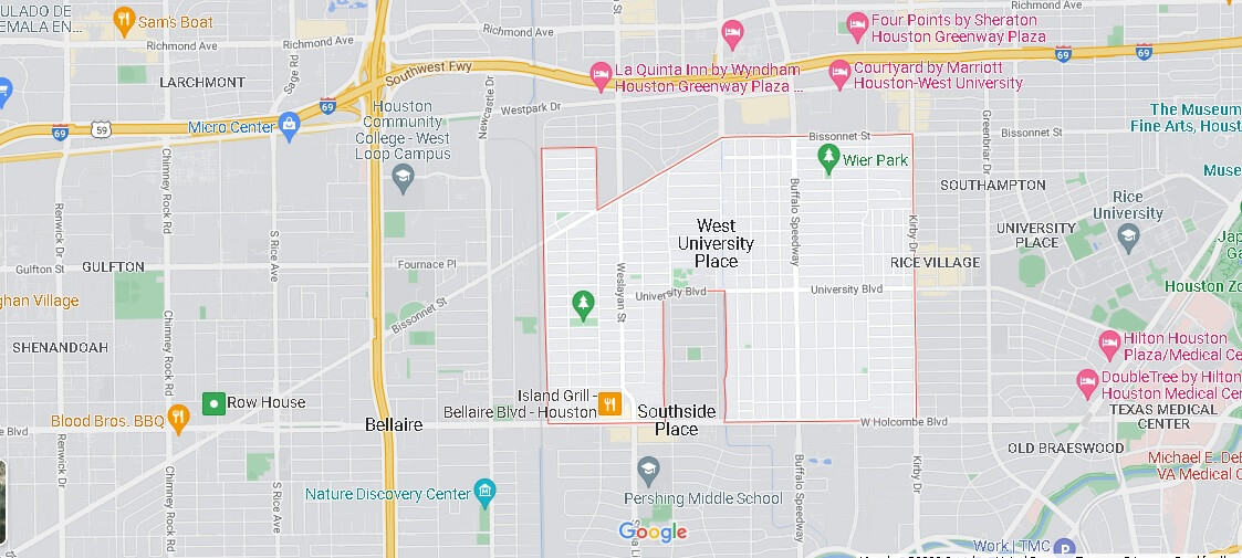 Map of West University Place
