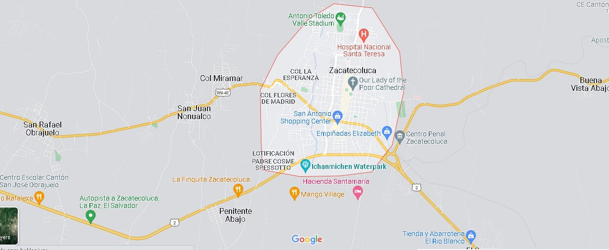 Map of Zacatecoluca