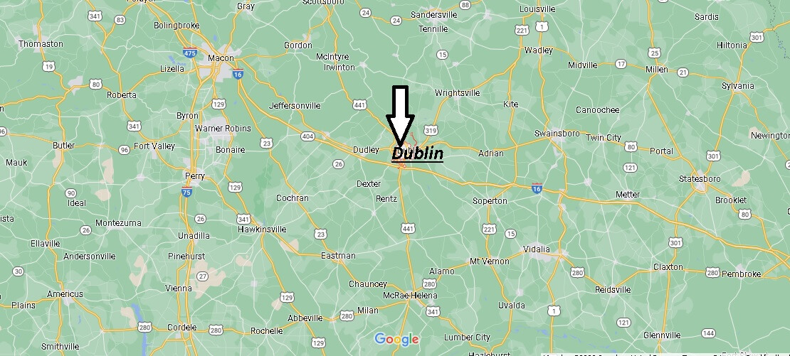Map of Dublin Georgia