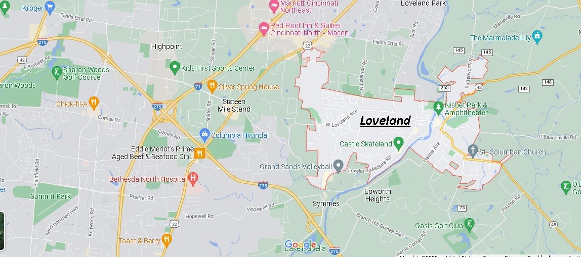 Map of Loveland Ohio