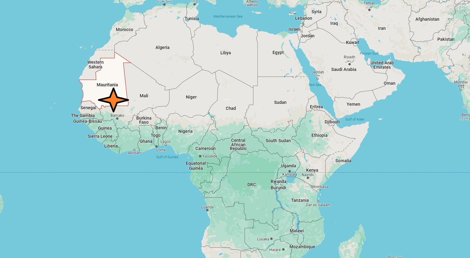 What Continent is Mauritania in