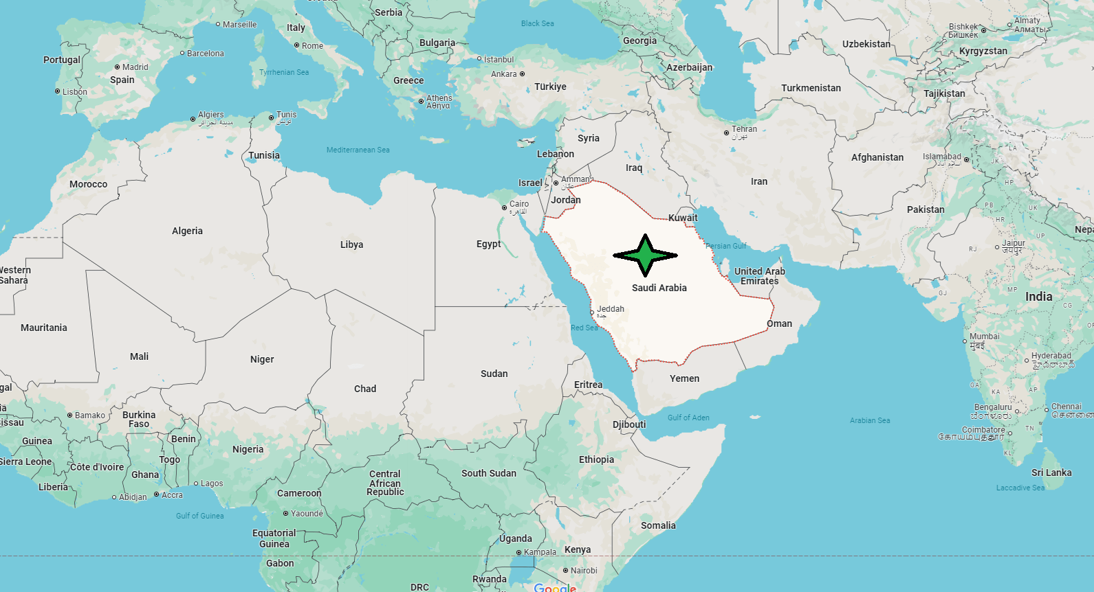 Is Saudi Arabia part of Asia or Africa