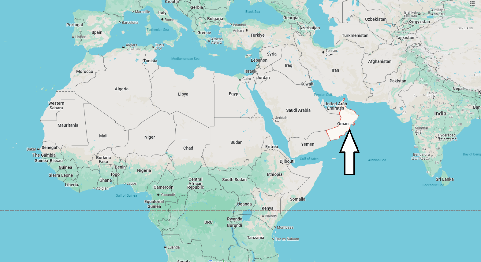 What Continent is Oman in