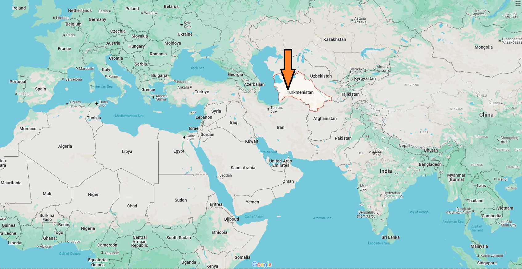 What Continent is Turkmenistan in