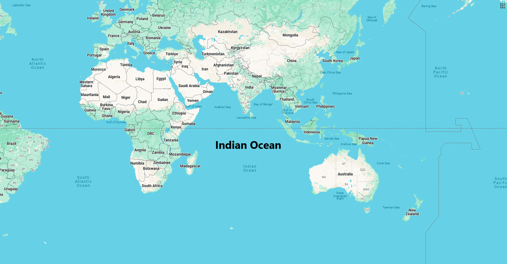 Where is indian ocean on the map