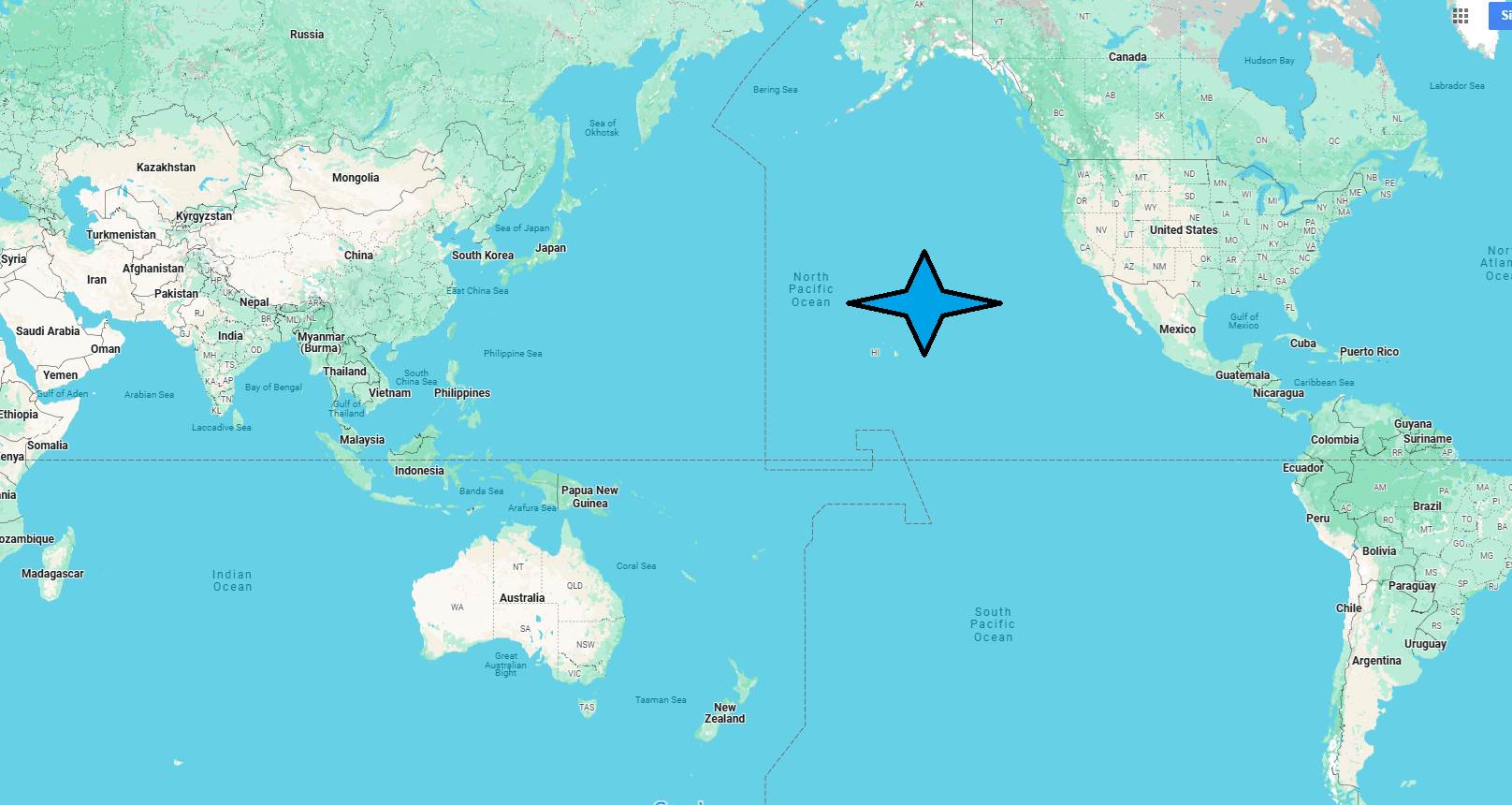 Which country is the Pacific ocean in