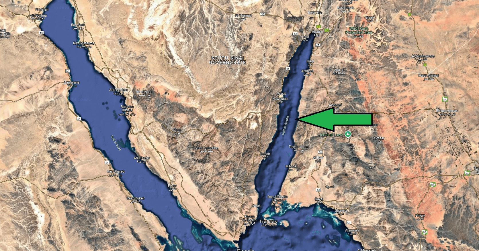 Which country is the Gulf of Aqaba in?