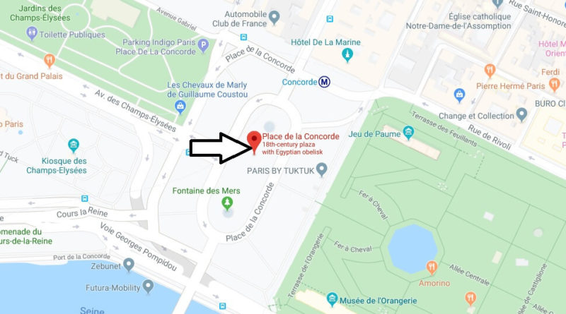 Where is Place de la Concorde Located? What Country is Place de la Concorde in? Place de la Concorde Map