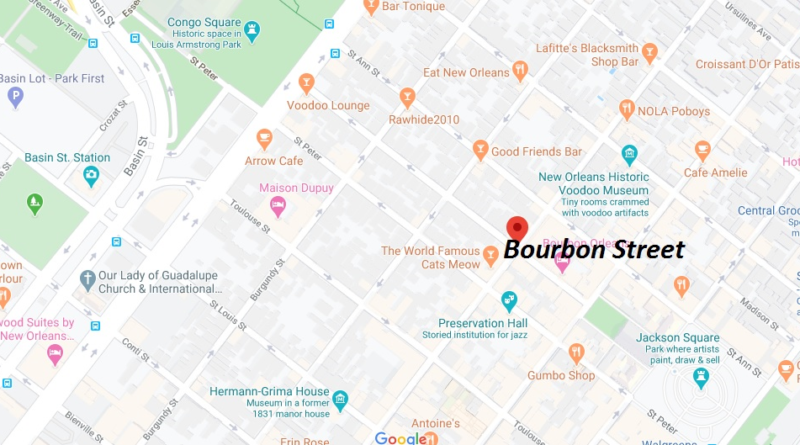 Where is Bourbon Street? What city is Bourbon Street in?