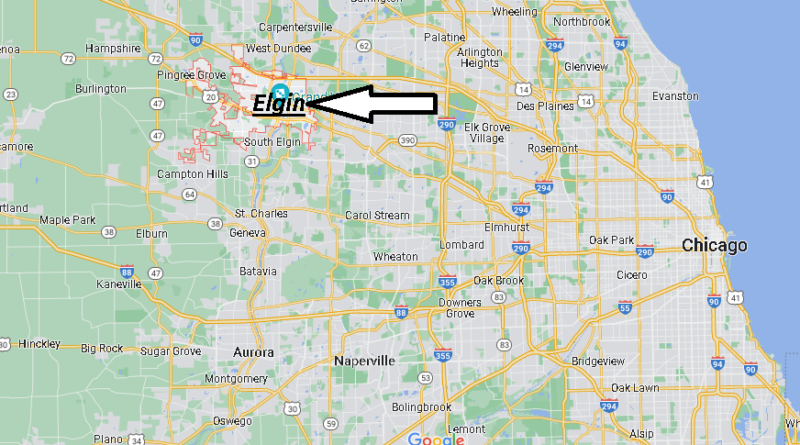 Where is Elgin in relation to Chicago